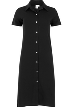 Load image into Gallery viewer, Button-Down Midi Dress in Black, Flat Lay Front View
