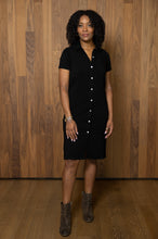 Load image into Gallery viewer, Button-Down Midi Dress in Black, Front View
