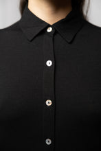 Load image into Gallery viewer, Button-Down Midi Dress in Black, Button Close Up View
