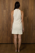 Load image into Gallery viewer, Mock Neck Dress in Beige on Model, Back View
