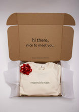 Load image into Gallery viewer, responsibly made raglan sweatshirt in oat, displayed in revery gift box
